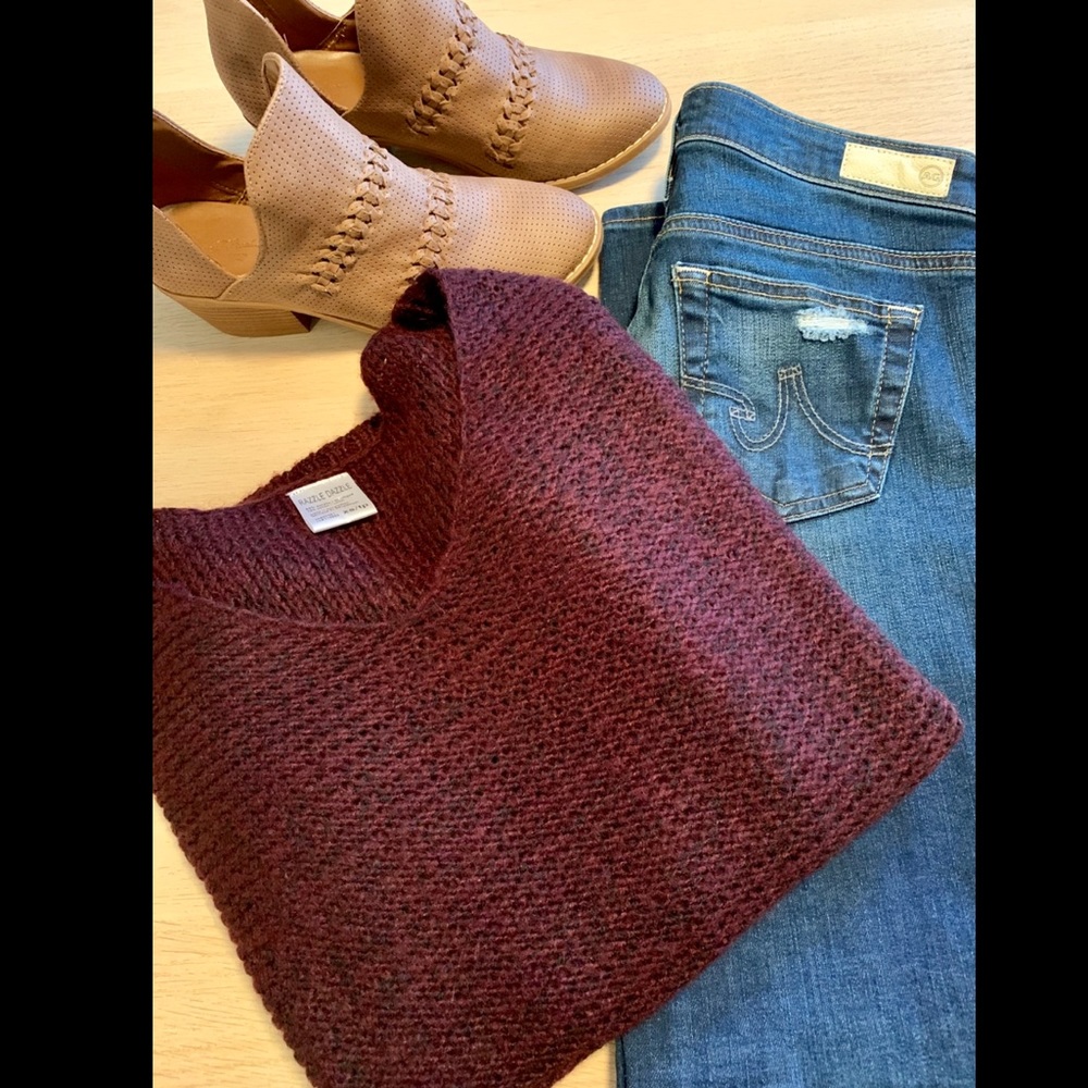 NWOT. Burgundy sweater. XS Razzle Dazzle Brand